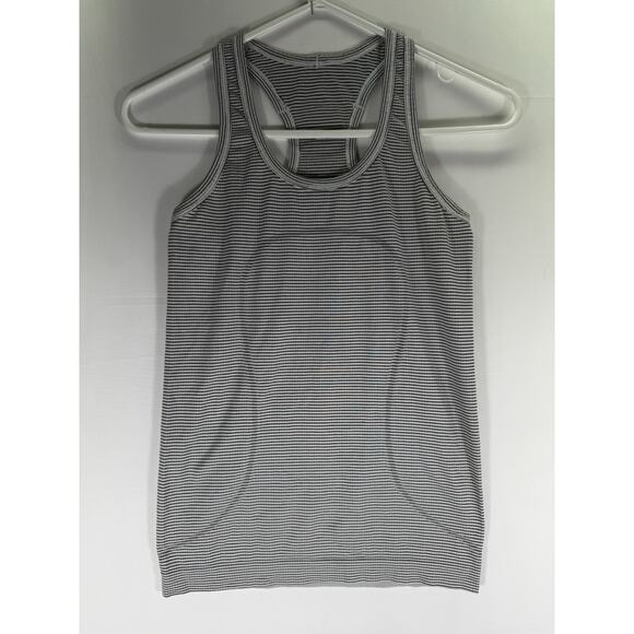 Lululemon Swiftly Tech Racerback 2.0 Tempo Stripe White Black Sz 4 - Picture 1 of 4